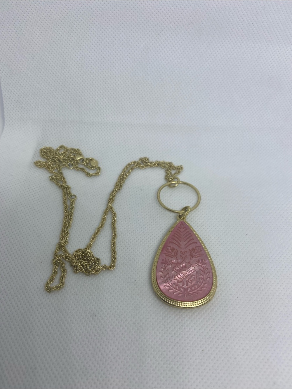Spartina 449 Pink and Gold Teardrop Pendant Necklace
